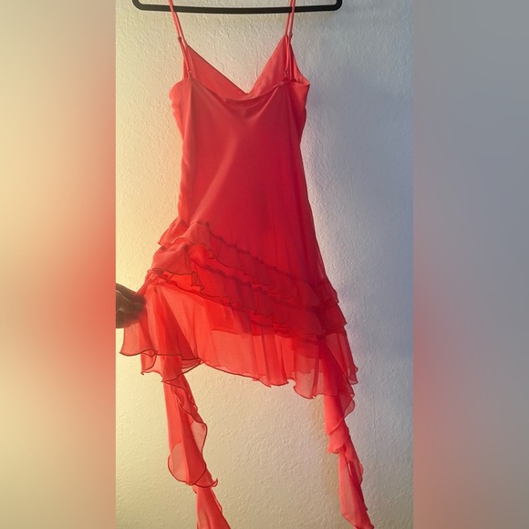 Gianni Bini Pink Chiffon Dress Rosette and ruffle detail - Picture 3 of 8